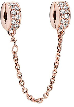 Wedanor Charme Sicherheitskette Clip aus Roségold Charms-Anhänger 925 Sterling Silber Charm Bead Pendant für Europäische Armbänder und Halsketten