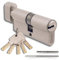 Cilindro con Pomello in Ottone 30/30mm con 5 chiavi incluse, Cilindro per Serrature a pomello robusto, inclusi 2 viti, montabile facilmente, Serratura per porte e garage, Lunghezza 60mm