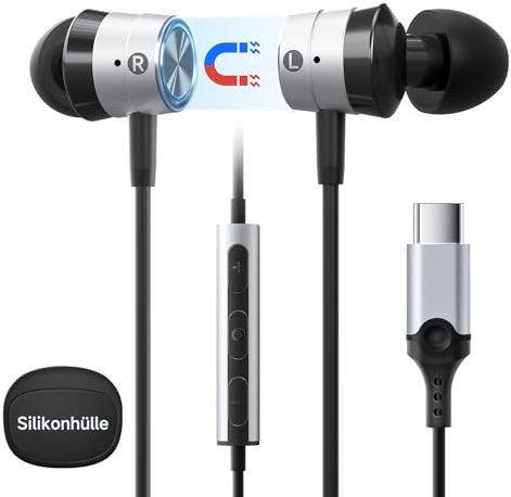 USB C Kopfhörer für iPhone 16 Pro Max - for iPhone Kopfhörer mit Kabel [MFi-Zertifiziert] In-Ear Typ C Kopfhörer mit Mikrofon und Lautstärkeregler Kabelkopfhörer für iPhone 16/15/iPad Pro/Samsung S24