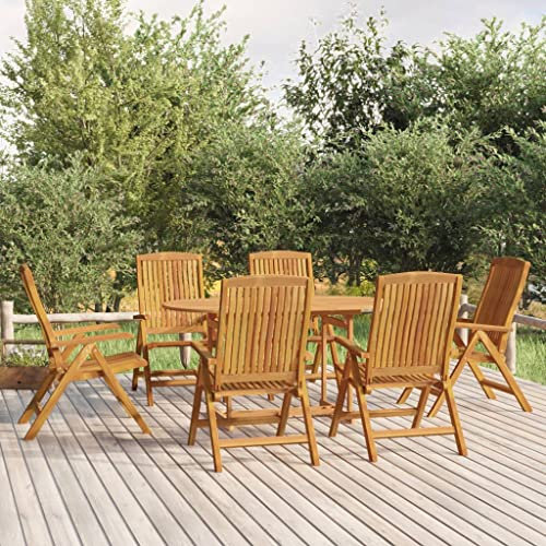 Iiaky 7-TLG. Garten-Essgruppe Garden Furniture GartenmöBel Set Gartentisch Mit StüHlen Essgruppe Outdoor Massivholz Teak - 3154916