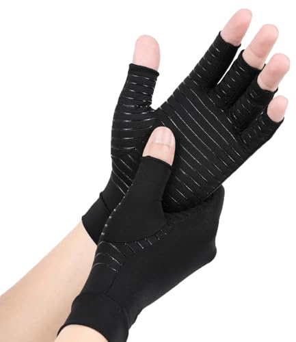 AovYoo Copper Arthritis Compression Gloves Raynauds Gloves Rheumatoid Osteoarthritis Wrist Supports -Hand Pain Relief (M)