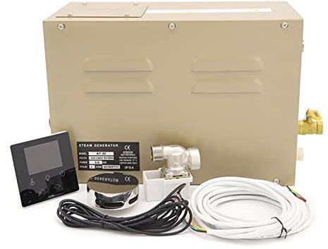 HEALBYBLE 1 2KW Dampfduschengenerator-Kit selbstdämmerungsdampfgenerator Duschsystem for den kommerziellen Gebrauch mit wasserdichtem Steuerelement und Autoabfluss,Schnell Aufwärmen