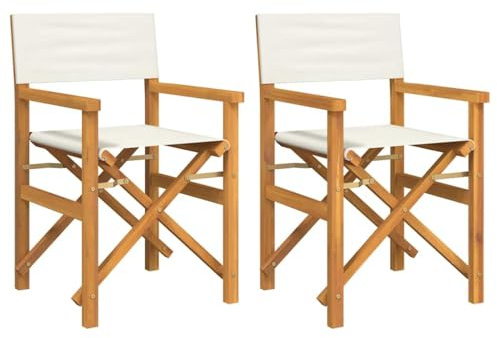 vidaXL Regiestühle 2 STK. Klappbar Creme Massivholz Teak