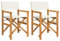 vidaXL Regiestühle 2 STK. Klappbar Creme Massivholz Teak, klappbarer Regiestuhl, Camping-Regiestuhl, Klappstuhl, Outdoor-Regiestuhl, Garten-Regiestuhl