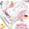 KIDIZ® Baignoire bébé | Baignoire bébé peu encombrante et pliable | Baignoire pour nouveau-nés de 0 à 24 mois | Douche de voyage portable pour bébé | Baignoire ergonomique avec thermostat et coussin