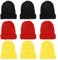 qianduoduo 9 Stück Set Eierwärmer,Eierwärmer-Strickmütze,Eierwärmer Weihnachten, Eiwärmer aus Strick, Eiwärmer aus Strick witzige Frühstückstisch Deko Brunch Geschenk Ei Warmhalter(Schwarz,Rot,Gelb)