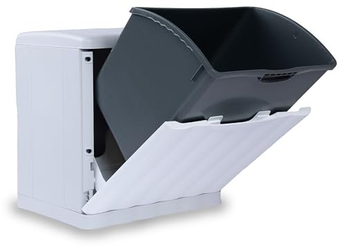 Hummelladen Mülleimer 20 Liter mit Kippfunktion Modulsystem Weiss - 40x40x30cm - seperater Eimer - Mülltrennung Recycling Abfallsammler - Wandbefestigung - Müll Papierkorb Abfalleimer Abfallbehälter