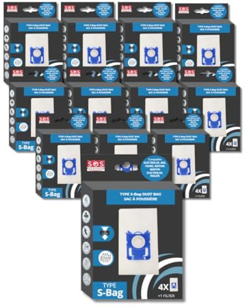 SOS Accessoire Boite de 4 Sacs d'Aspirateurs, S-Bag ultra long performance, Excellente Filtration, Fermeture Automatique Hygiénique, 5L, ELECTROLUX, AEG, FAURE, ARTH