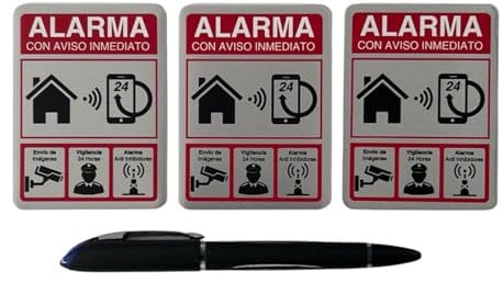 LEIASA | Cartel Videovigilancia - 6x8 cm - 3 Unidades - Aluminio - Grosor 0.6 mm - Señal Zona Videovigilada - Impresión UV - (Cartel Videovigilancia 6x8)