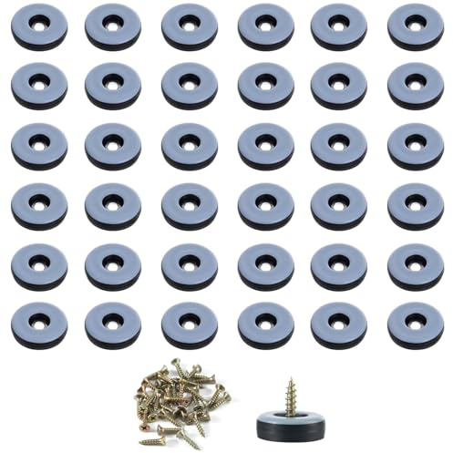 Teflongleiter,36 Stück Teflongleiter zum Schrauben, Ø 22 mm Möbelgleiter, mit 36 Stück Edelstahlschrauben, für Möbel Sessel Stuhlbeine