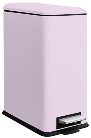 Bote de basura de 8 galones con tapa de cierre suave, de acero inoxidable, resistente a las huellas dactilares con cubo interior extraíble, moderno cubo de basura rosa para el hogar, cocina