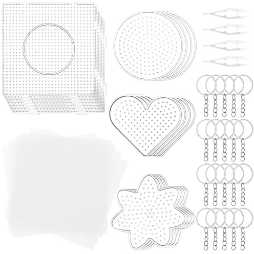 MUXHEL 20 Stück Bügelperlen Platten, 5mm Steckplatten, Stiftplatte Quadrat, Bügelperlen Stiftplatte, bügelperlen vorlagen, Transparente Steckplatten Bausätze, für Puzzle-Vorlagen
