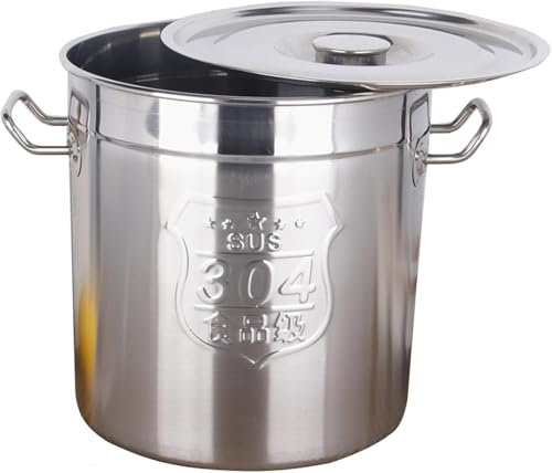 Edelstahl-kochtopf, 30/50/70l Suppentopf Mit Deckel Camping-kochtopf Edelstahltopf Kochtopf Zum Schmoren, Braten Und Warmhalten Auf Gasherden, Silver, 30L