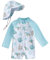 Traje de Baño Bebé UPF50+ con Capucha y Mangas Largas - Unisex, Tejido Secado Rápido para Protección Solar (0 Meses-4 años)