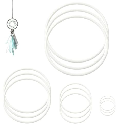 SHENGYIG 12 Stück Weiß Metallringe, 5/10/15/20 cm | DIY Dekorationskranz aus Eisen, für Hochzeitsdekoration, Weihnachtsdekoration, Haus- und Gartenparty-Deko
