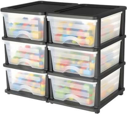 VEVOR Schubladenwagen Schubladenschrank mit 3 Schubladen (2er-Pack), rollbarer Schubladenbox Rollcontainer aus Kunststoff mit durchsichtigen Behältern für Bürobedarf Bastelräume Klassenzimmer