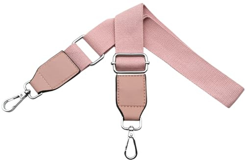 Verstellbarer Schultergurt für Taschen Taschengurte zum Wechseln Handtaschengurte Breit 3.8 cm mit Silber Karabiner Schulterriemen Leder für Umhängetasche Damen, Handtasche, Rosa, Q2-03
