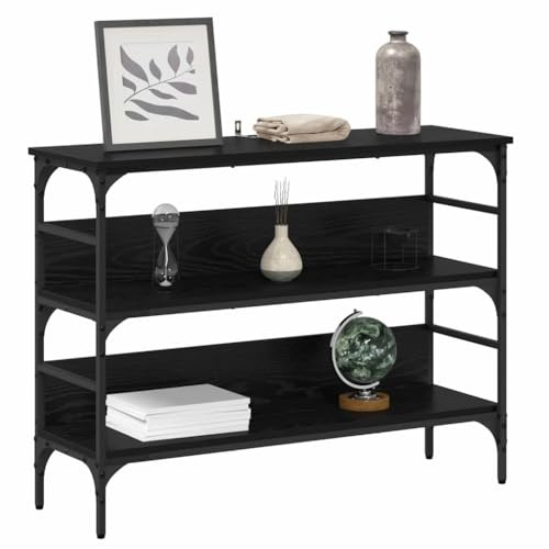 vidaXL Console Table Black oak 100 x 32 x 75 cm Engineered wood, Living Room, Rectangular Console Table, Industrial Look, Adjustable Feet, Ample Storage, Modern Surface, Urban Decor