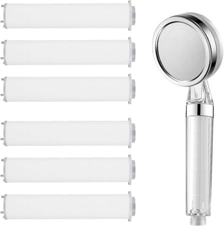 ZORVYN Filtro universal para cabezal de ducha con núcleo de algodón y filtro de algodón PP, 6 piezas, cartucho portátil, elemento de PP para ducha de mano desmontable, alcachofa ducha (9,5 x 2 cm)