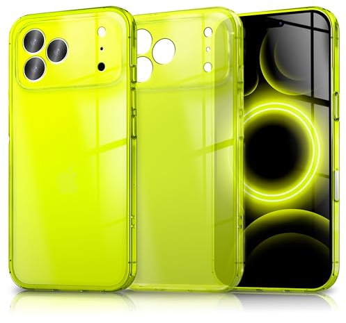 NALIA Neon Silikonhülle für iPhone 17 Pro Max - Hülle, Gelb | Rutschfester Grip in der Hand, Kabelloses Laden, Bündiger Kamera-Abschluss, Erhöhter Rand zum Ablegen, VIBE
