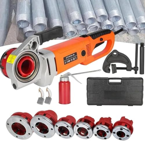 XDLYWUZIQ Tragbarer Handgeführter Elektrischer Rohrgewindeschneider 2300 W Industrielle Rohrgewindeschneidmaschine Mit 6 Schneideisen 1/2 Zoll-2 Zoll Rohrgewindeschneidmaschine 6Heads
