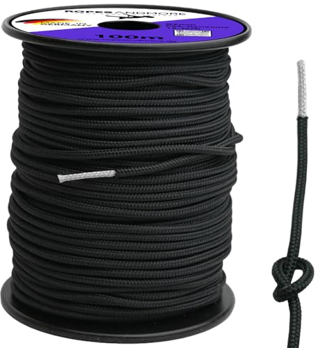 Ropes and More Corde Dyneema noyau 5 mm avec gaine en polyester PES 10 m – 100 m (20 m – sans bobine)