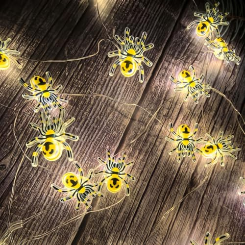 HHMTAKA Kinderlichterkette 30 warmweiße LEDs batteriebetrieben Süße Lichterkette 2 Modi Innen Gebrauch 3M Kinderzimmer Schlafzimmer Dekoration Innendekor (Spinne)