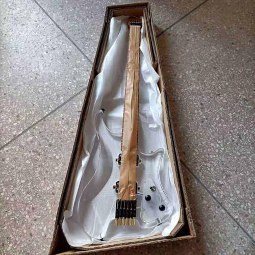24 Bünde Headless Acryl E-Gitarre, 76,2 cm kurze Skala, transparenter Farbverlauf, Hals aus geröstetem Ahorn, modernes Design (farblos)