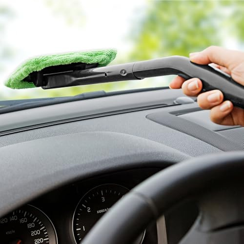 3 Pagen® Windschutzscheiben-Wischer – Autoscheiben Reiniger innen – drehbarer Griff – Abnehmbarer Bezug + Ersatz – befreit Beschlagene Scheiben schnell und einfach - Innenreinigung Windschutzscheibe