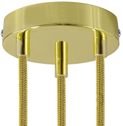 creative cables - Kit Rosace métallique cylindrique à 3 Trous - Cylindrique, Laiton