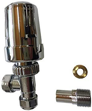 Thermostatventil, 1 x Thermostatkopf Chrom 1 x Ventil-Unterteil, Eckventil