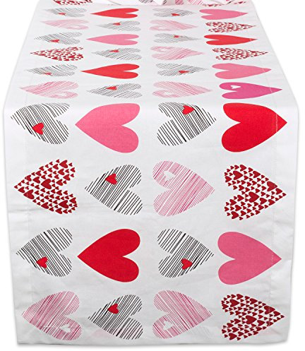 DII CAMZ37697 Tischläufer aus 100% Baumwolle, maschinenwaschbar, Bedruckt, für Muttertag, Valentinstag und den täglichen Gebrauch, 35,6 x 182,9 cm, Herz-Collage