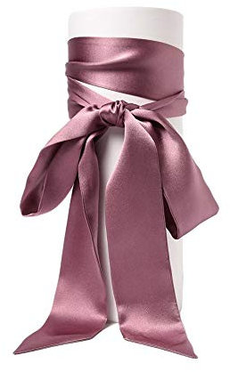 SWECOMZE Satin-Schärpe Gürtel Damen Hochzeit Bogen Band Schal Krawatte (Bohnenpaste)