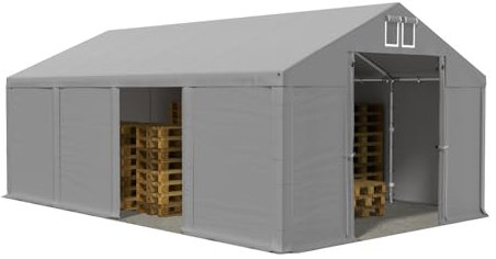 Das Company Lagerzelt 5x8m wasserdicht grau Zelt 560g/m² PVC Plane hochwertig Zelthalle Summer SD - Faltpavillon, Gartenpavillon, Pavillon, Lagerzelt, Gartenhaus, Zeltgarage, Garagenzelt - Partyzelt