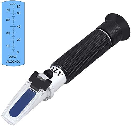 AUTOUTLET Refraktometer, Alkohol Refraktometer mit 0-80% Alkoholmessbereich, HandRefraktometer Alkoholmeter ATC Spirituosentester Alkoholmessgerät, für Alkoholkonzentration NEU