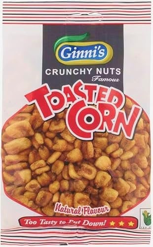 Ginni's Natural Toasted Corn - 10 x 120g(£9.99/Kg) - Healthy Vegan Plant Based Crunchy Crisp Alternative Snacks - Ideal for Salads Grazing Gym Party Bar Lunch Box