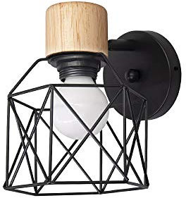 RUIBO Nordic Black Led Wandleuchte Schlafzimmer, Wohnzimmer Bar Restaurant Wandleuchten, Dekorieren Gummi Holz Wandleuchte,E27 (nicht enthalten)