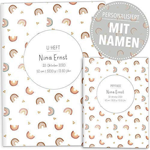 OLGS U-Heft und Impfpasshülle Set | Little Friend | Untersuchungsheft Hülle & Impfpass Hülle | personalisierte Geschenke Baby | Babygeschenke zur Geburt (U-Heft Set personalisiert, Mike Blanko)