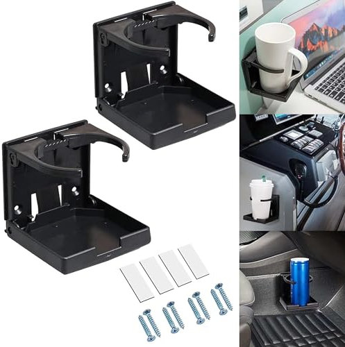 WDEC 2 Pcs Adjustable Folding Cup Drink Holder with Screws, Adjustable Automotive Cup Holders for Car Truck Boat Van, Universal Adjustable Folding Cup Drink Holder Car Home
