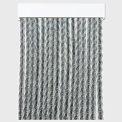 Cortinas Exterior Puerta de Cordon Hydra | Tiras Plastico PVC y Barra Aluminio | Ideal para Terraza y Porche | Antimoscas | Negro | 210 * 120