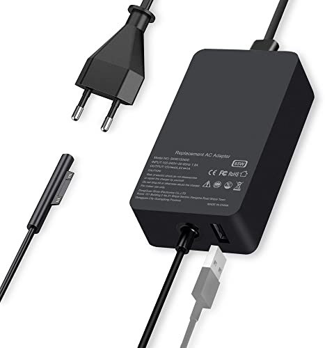 65W Alimentatore Surface Pro Caricatore per Microsoft Surface Pro 9/8/7/6/5/4/3/X, Surface Go 3/2, Surface Laptop /4/3/2