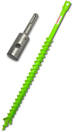 WERHE® Profi Bohrer VollStahl, Erdbohrer für bohrmaschine 40 mm Doppel-Welle extrem robust mit SDS Plus Adapter - Pfahlbohrer Brunnenbohrer präzise Bohrspitze.