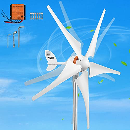 VEVOR Generador de turbinas eólicas de 300 W, controlador eléctrico MPPT de 12 V, turbina eólica de 13 m/s con 5 hojas regulador de carga, generador de turbina eólica para suplemento de electricidad