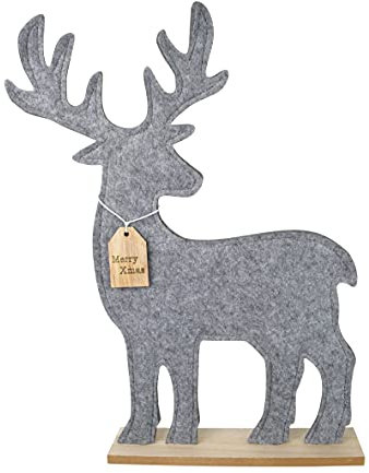 generich Großer Aufsteller Filz Hirsch grau | Dekofigur Figur | Winter Weihnachten | 40,5 cm