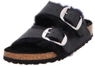 BIRKENSTOCK Damen Sandale Arizona Big Buckle Lammfell Geöltes Nubukleder schmal