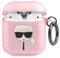 Karl Lagerfeld KLA2UKHGP - Custodia per AirPods rosa glitterata Karl`s Head
