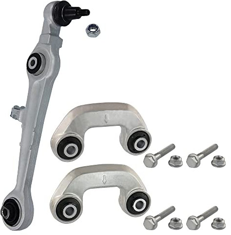 BESTPRICE 2x Querlenker Vorderachse vorne unten links & rechts, 1x Pendelstütze Vorderachse rechts Kompatibel mit A udi A4 B5 (8D2), A4 B5 Avant (8D5), A6 C5 (4B2), A6 C5 Avant (4B5), SKODA SUPERB 1 (