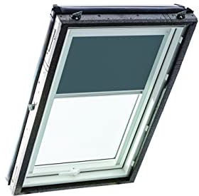 Original Roto Verdunkelungsrollo ZRV - Nahezu vollständige Verdunkelung - Führungsschiene Silber - Dachfenster Baureihe Designo R4/R7 und Classic 43/73 - Größe 114/140 | 11/14 - Stofffarbe Dunkelgrau