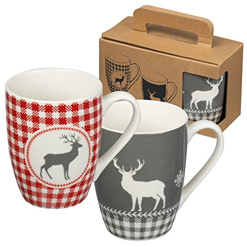 noTrash2003 Lot de 2 tasses à café de Noël, tasses à café d'avoine, ensemble de couples pour Noël, l'Avent, Noël, X-Mas dans un emballage cadeau durable