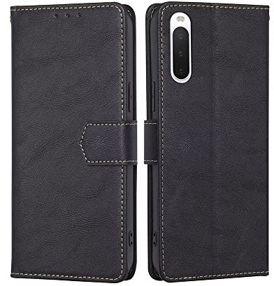 RankOne Hülle für Smartphone, Compatible with Sony Xperia 10 III (6 Inches) Handyhülle Aus Leder - Hülle mit Magnetverschluss - Schutzhülle - Schwarz